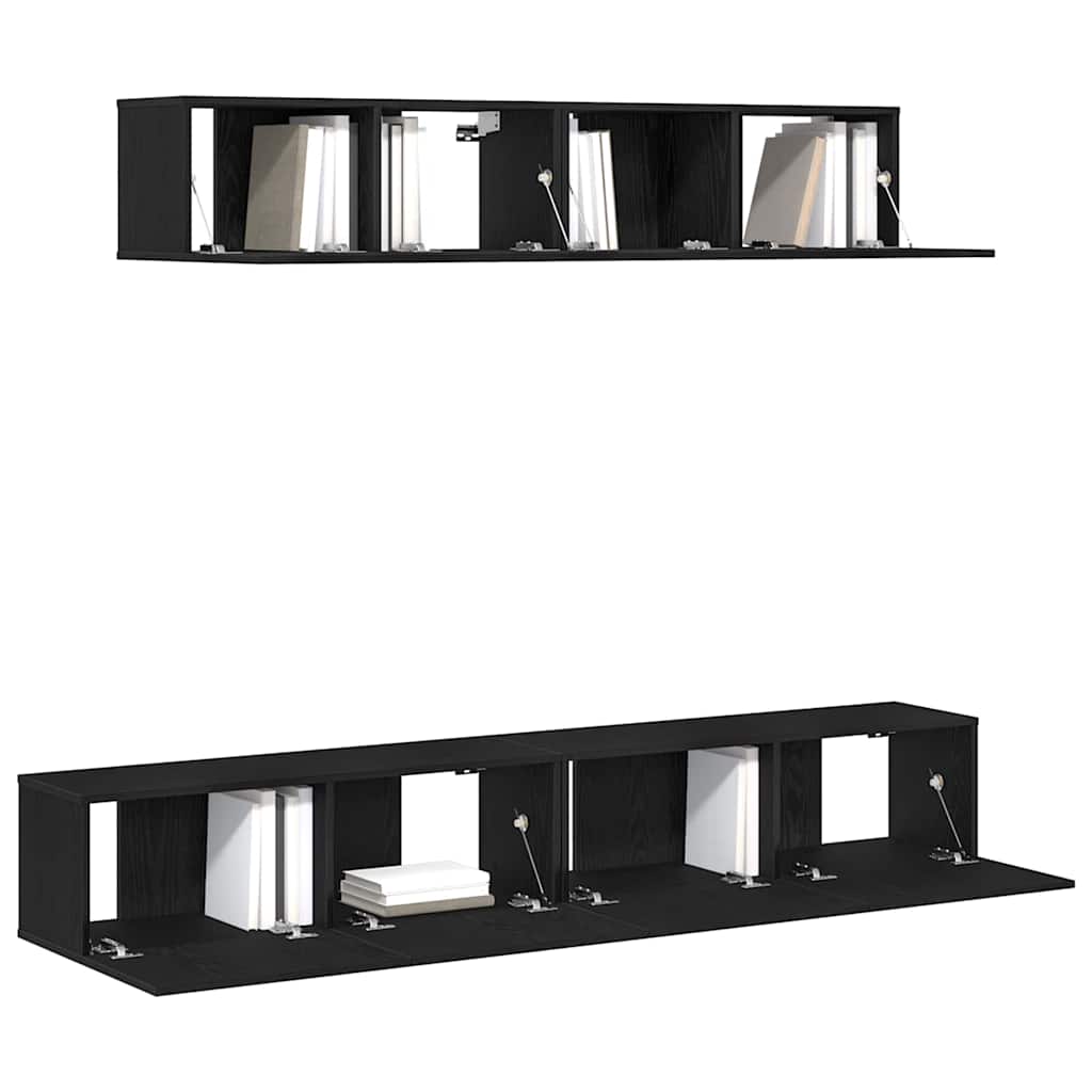 TV-Möbel-Set 4 pcs Schwarz Eichen-Optik 100 x 30 x 30 cm