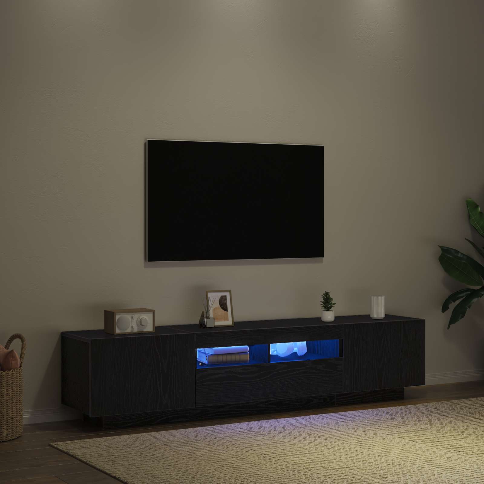 TV-Schrankset 2 pcs Schwarz 180 x 35 x 40 cm Holzwerkstoff