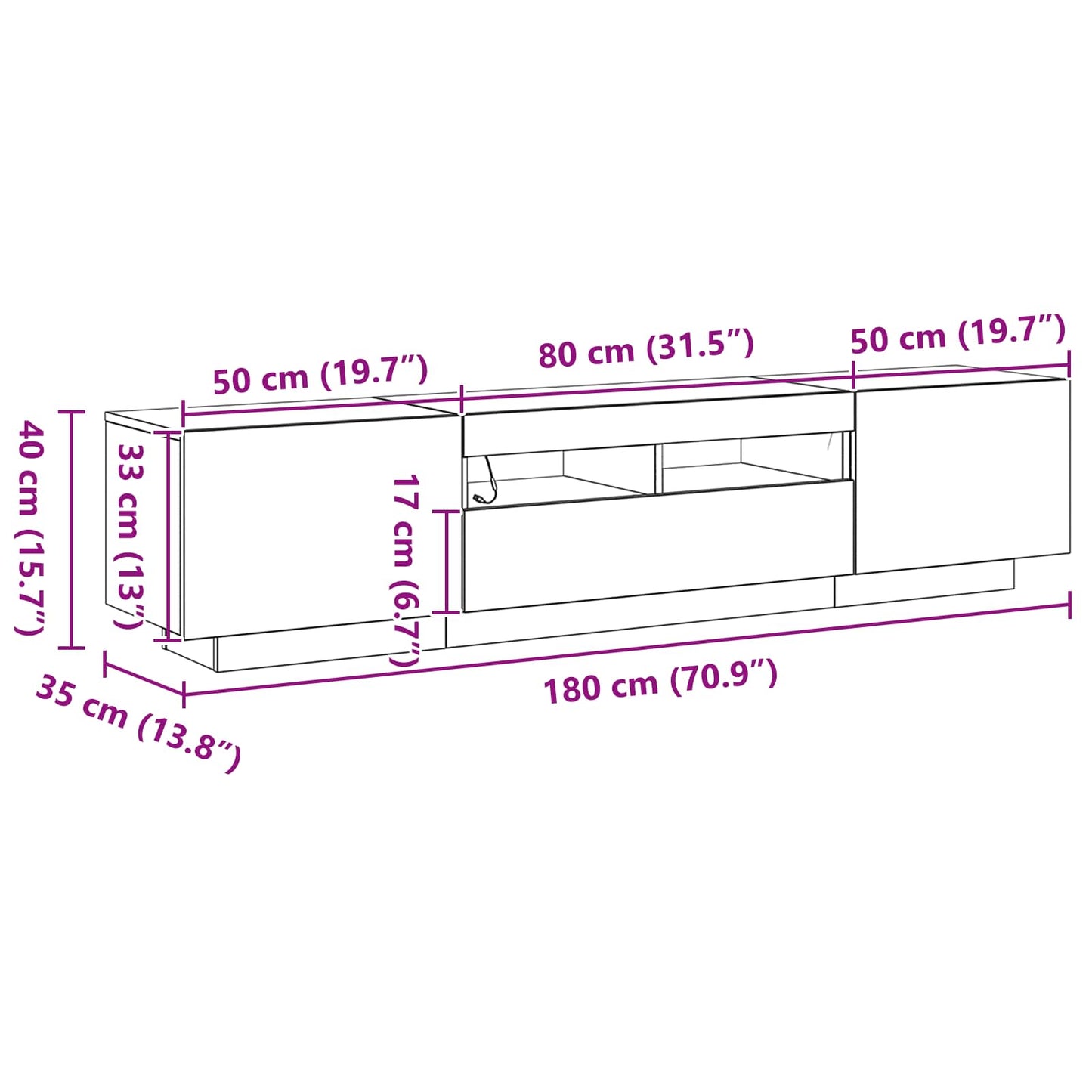 TV-Schrankset 2 pcs Schwarz 180 x 35 x 40 cm Holzwerkstoff
