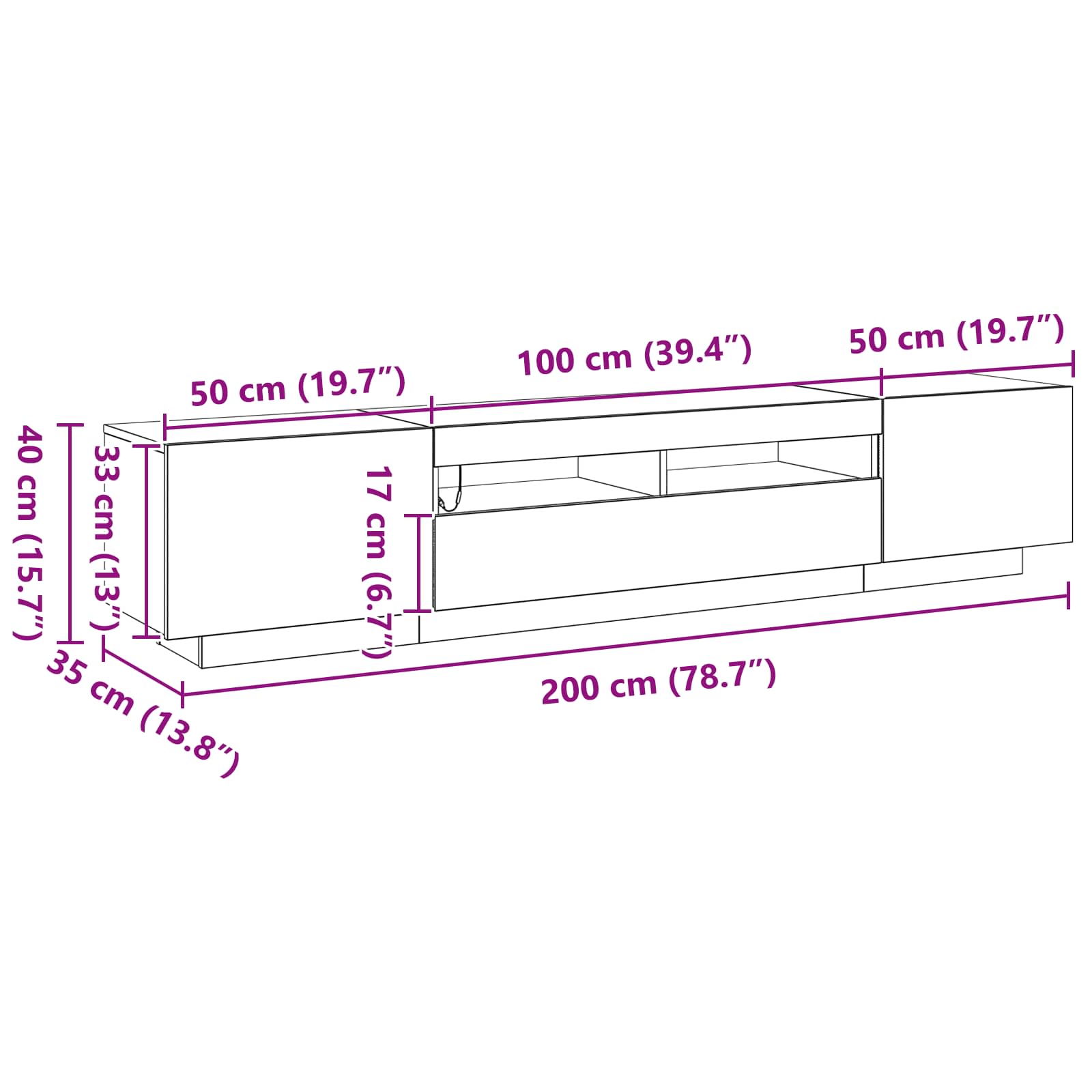 TV-Schrankset 2 pcs Schwarz 200 x 35 x 40 cm Holzwerkstoff