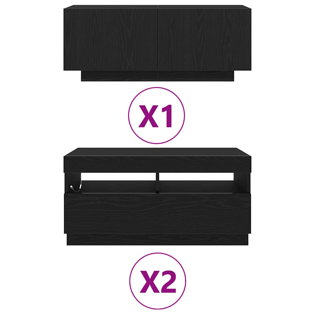 TV-Schrankset 3 stk. 260 x 35 x 40 cm Schwarz