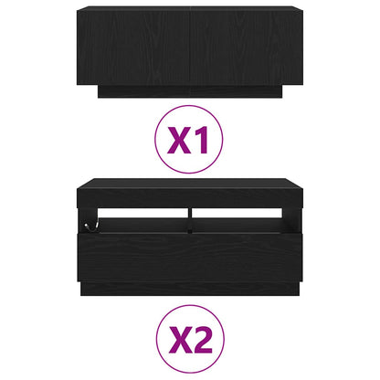 TV-Schrankset 3 stk. 260 x 35 x 40 cm Schwarz