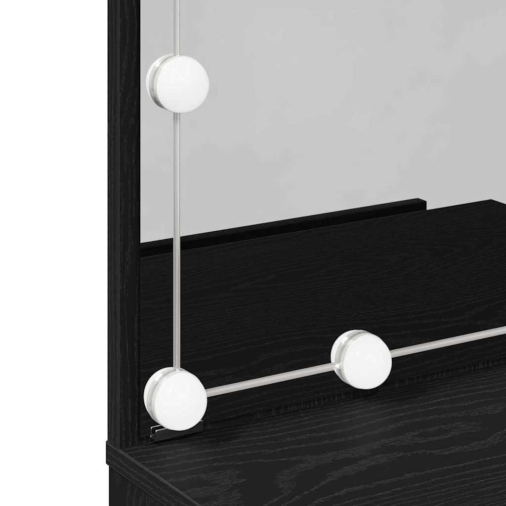 LED Schminktisch Set 2 pcs Schwarz Eichen-Optik Holzwerkstoff