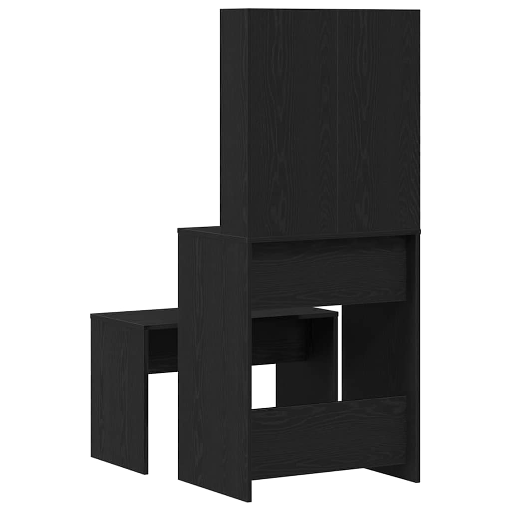 LED Schminktisch Set 2 pcs Schwarz Eichen-Optik Holzwerkstoff
