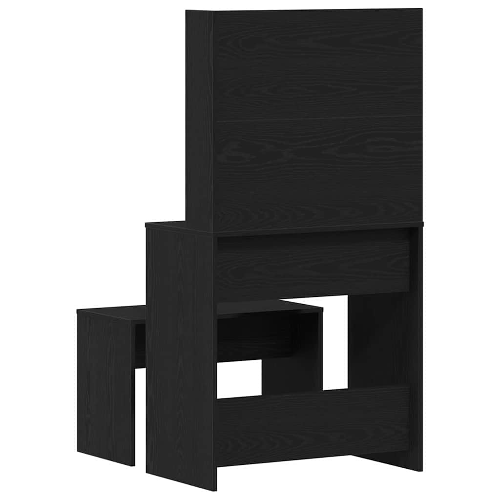LED Schminktisch Set 2 stk. Schwarz Eichen-Optik Holzwerkstoff
