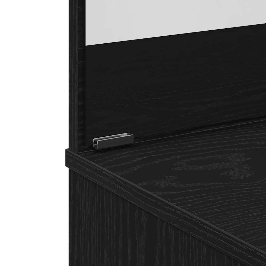 Schminktisch-Set 2 pcs Schwarz Eichen-Optik Holzwerkstoff