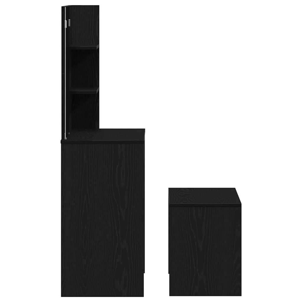 Schminktisch-Set 2 pcs Schwarz Eichen-Optik Holzwerkstoff