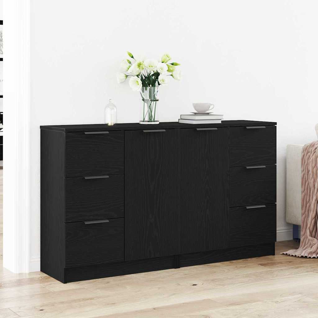 Sideboard Schwarz Eichen-Optik 120 x 30 x 70 cm Holzwerkstoff