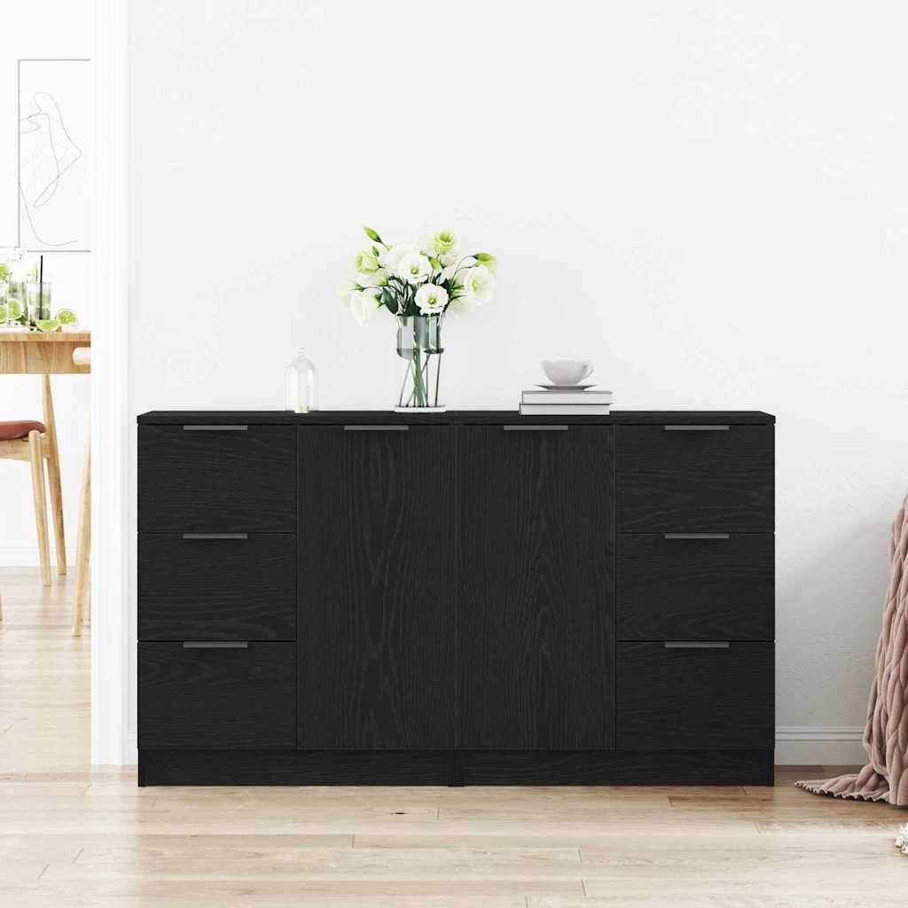 Sideboard Schwarz Eichen-Optik 120 x 30 x 70 cm Holzwerkstoff