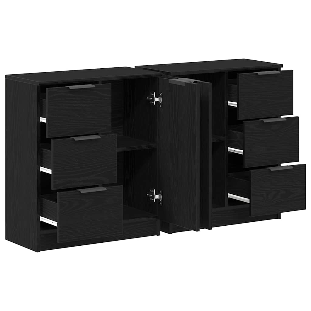 Sideboard Schwarz Eichen-Optik 120 x 30 x 70 cm Holzwerkstoff