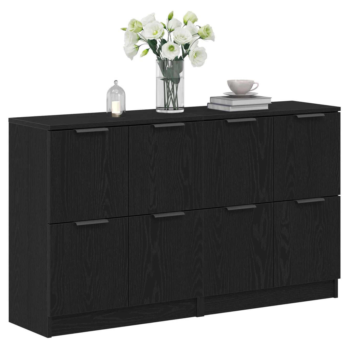 Sideboard 2 stk. Schwarz Eichen-Optik 60 x 30 x 70 cm