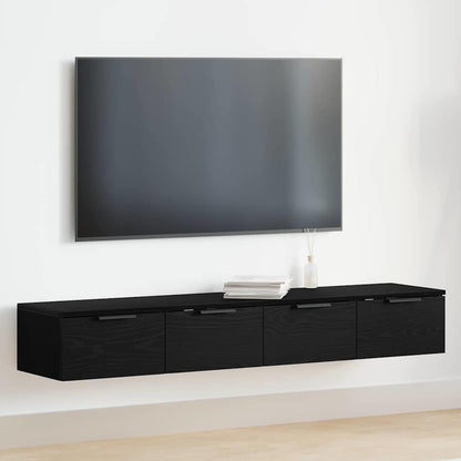 Wandmontierter Schrank 2 stk. Schwarz Eichen-Optik