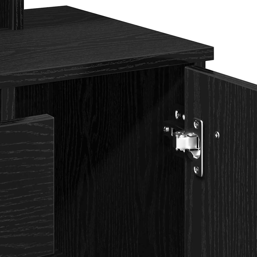 Schminktisch-Set 2 pcs Schwarz Eichen-Optik Holzwerkstoff