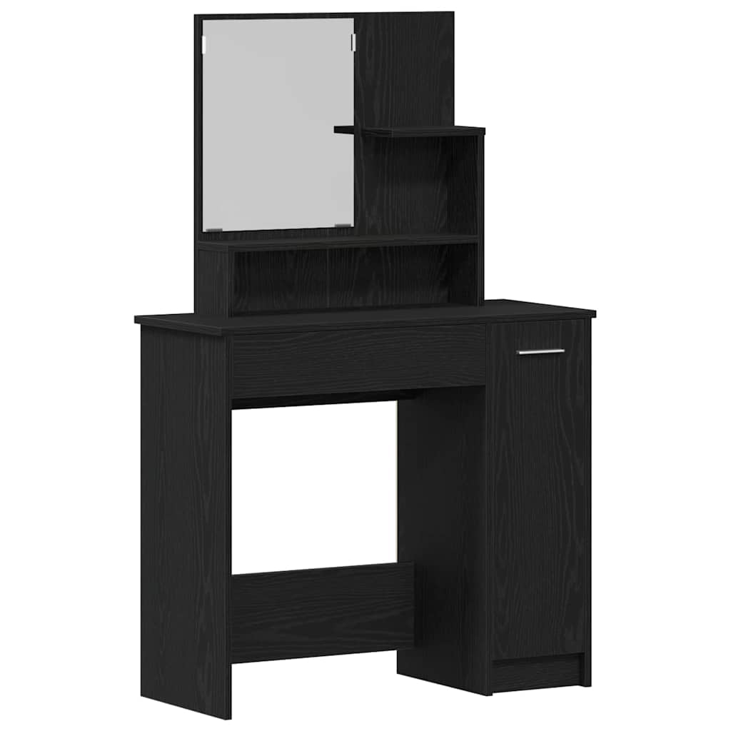 Schminktisch-Set 2 pcs Schwarz Eichen-Optik Holzwerkstoff