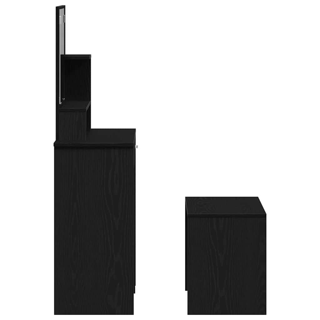 Schminktisch-Set 2 pcs Schwarz Eichen-Optik Holzwerkstoff