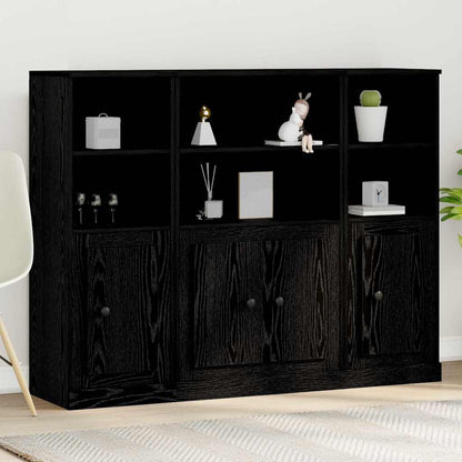 Highboard Schwarz Eichen-Optik 132 x 35,5 x 103,5 cm