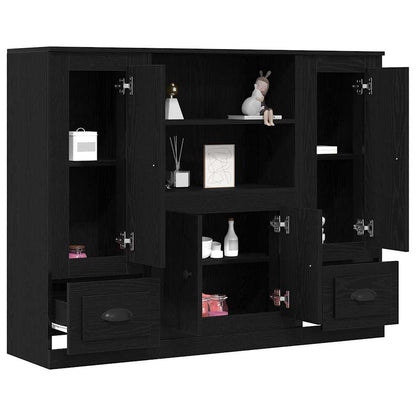 Highboard Schwarz Eichen-Optik 132 x 35,5 x 103,5 cm