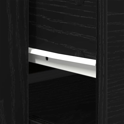 Highboard Schwarz Eichen-Optik 80 x 33 x 150 cm Holzwerkstoff
