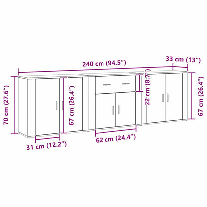 Sideboard Schwarz Eichen-Optik 240 x 33 x 70 cm Holzwerkstoff