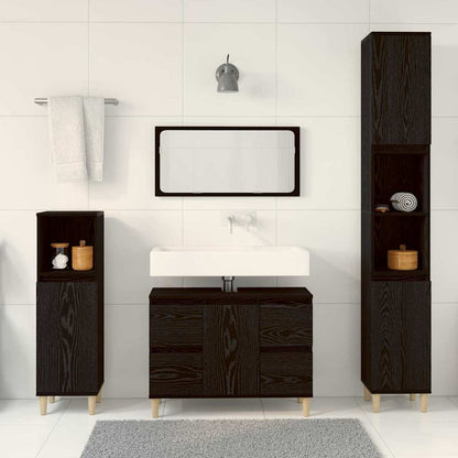 Badezimmermöbel-Set 3 stk. Schwarz Eichen-Optik