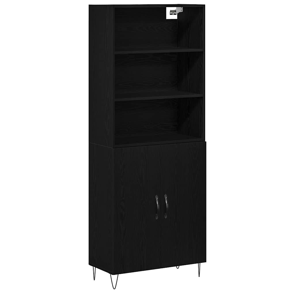 Highboard 2 stk. Schwarz Eichen-Optik 69,5 x 34 x 180 cm