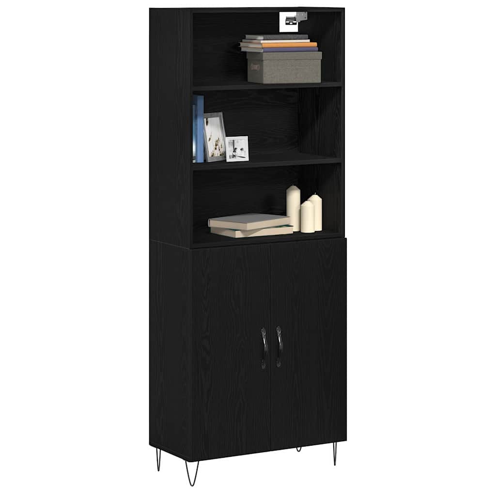 Highboard 2 stk. Schwarz Eichen-Optik 69,5 x 34 x 180 cm