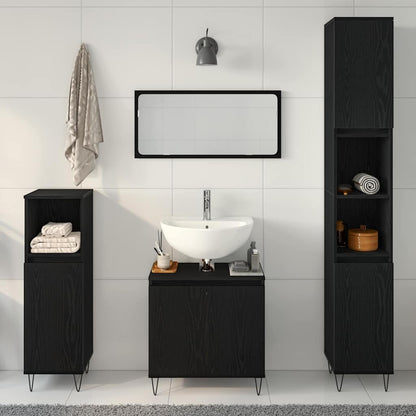 Badezimmermöbel-Set 3 stk. Schwarz Eichen-Optik