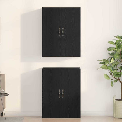 Wandschrank 2 stk. Schwarz Eichen-Optik 69,5 x 34 x 90 cm