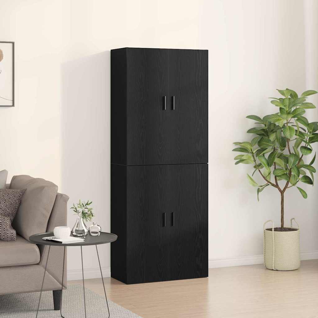 Wandschrank 2 stk. Schwarz Eichen-Optik 69,5 x 34 x 90 cm