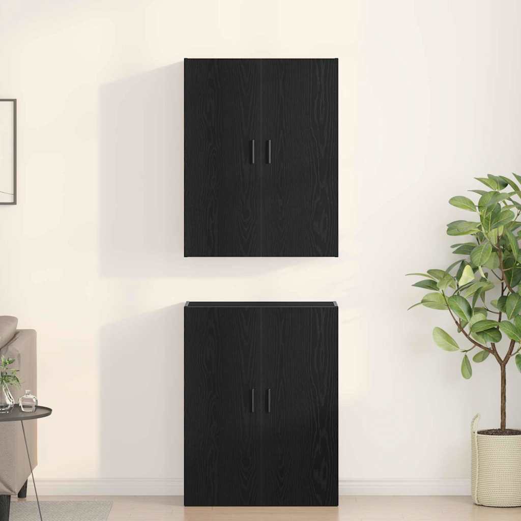 Wandschrank 2 stk. Schwarz Eichen-Optik 69,5 x 34 x 90 cm