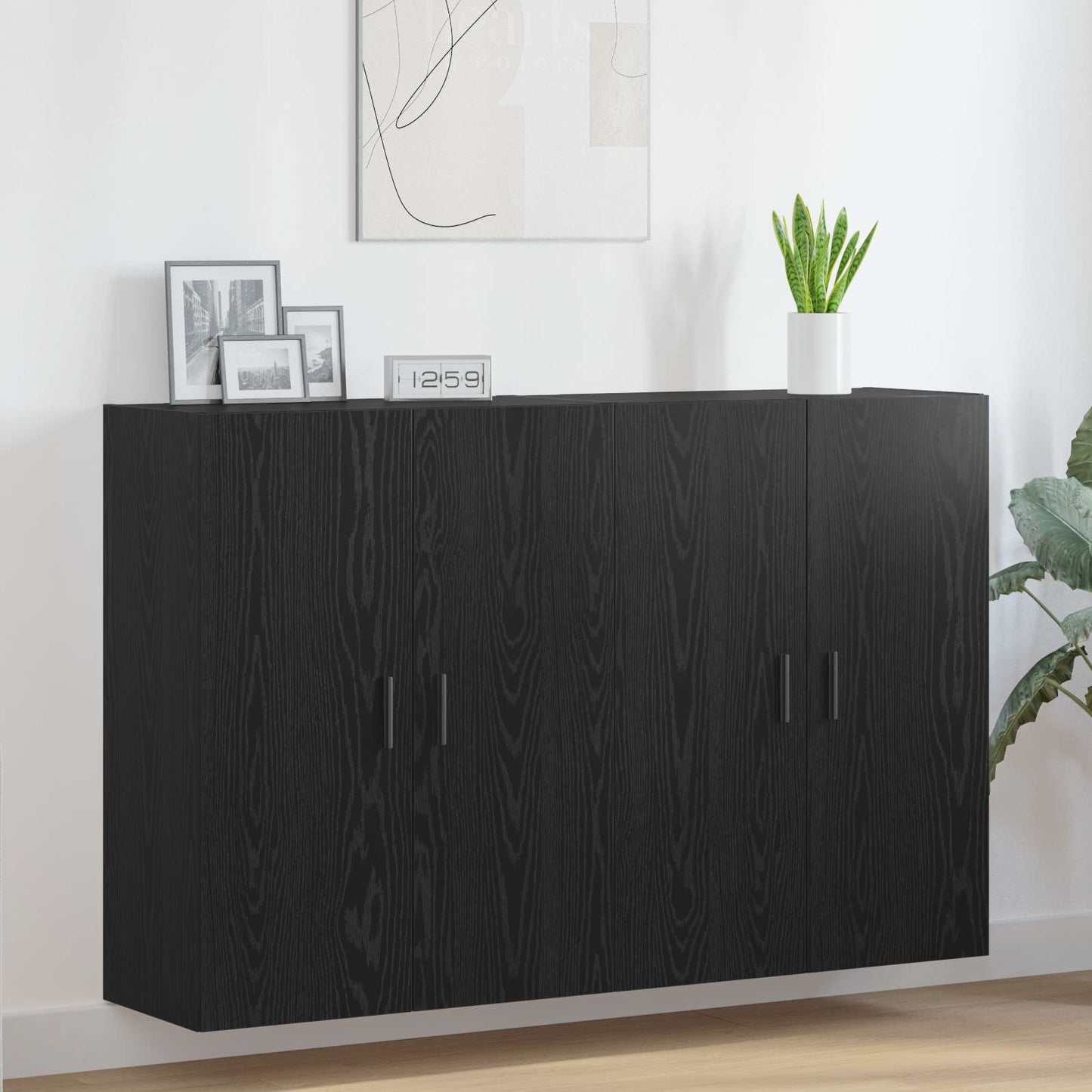 Wandschrank 2 stk. Schwarz Eichen-Optik 69,5 x 34 x 90 cm