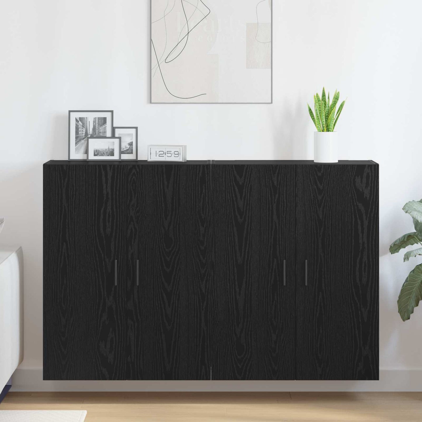 Wandschrank 2 stk. Schwarz Eichen-Optik 69,5 x 34 x 90 cm
