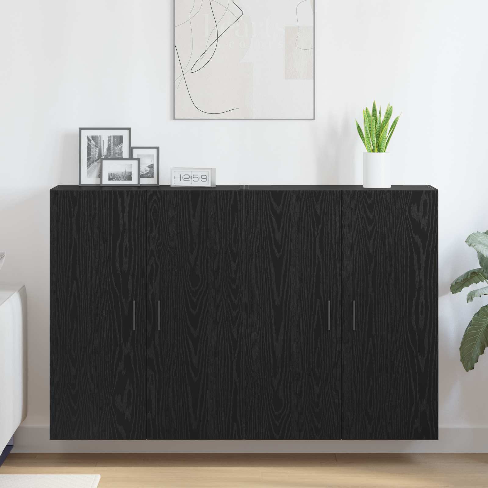 Wandschrank 2 stk. Schwarz Eichen-Optik 69,5 x 34 x 90 cm