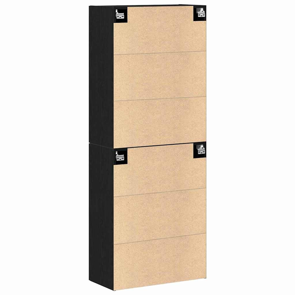 Wandschrank 2 stk. Schwarz Eichen-Optik 69,5 x 34 x 90 cm