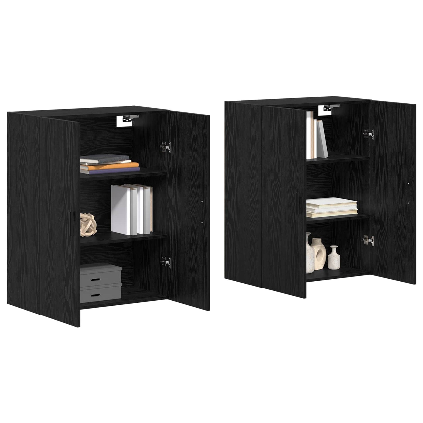 Wandschrank 2 stk. Schwarz Eichen-Optik 69,5 x 34 x 90 cm