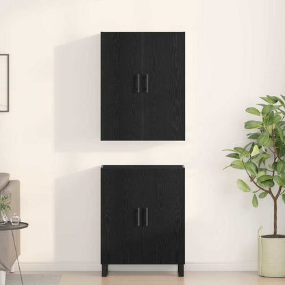 Highboard 2 stk. Schwarz Eichen-Optik 69,5 x 34 x 180 cm