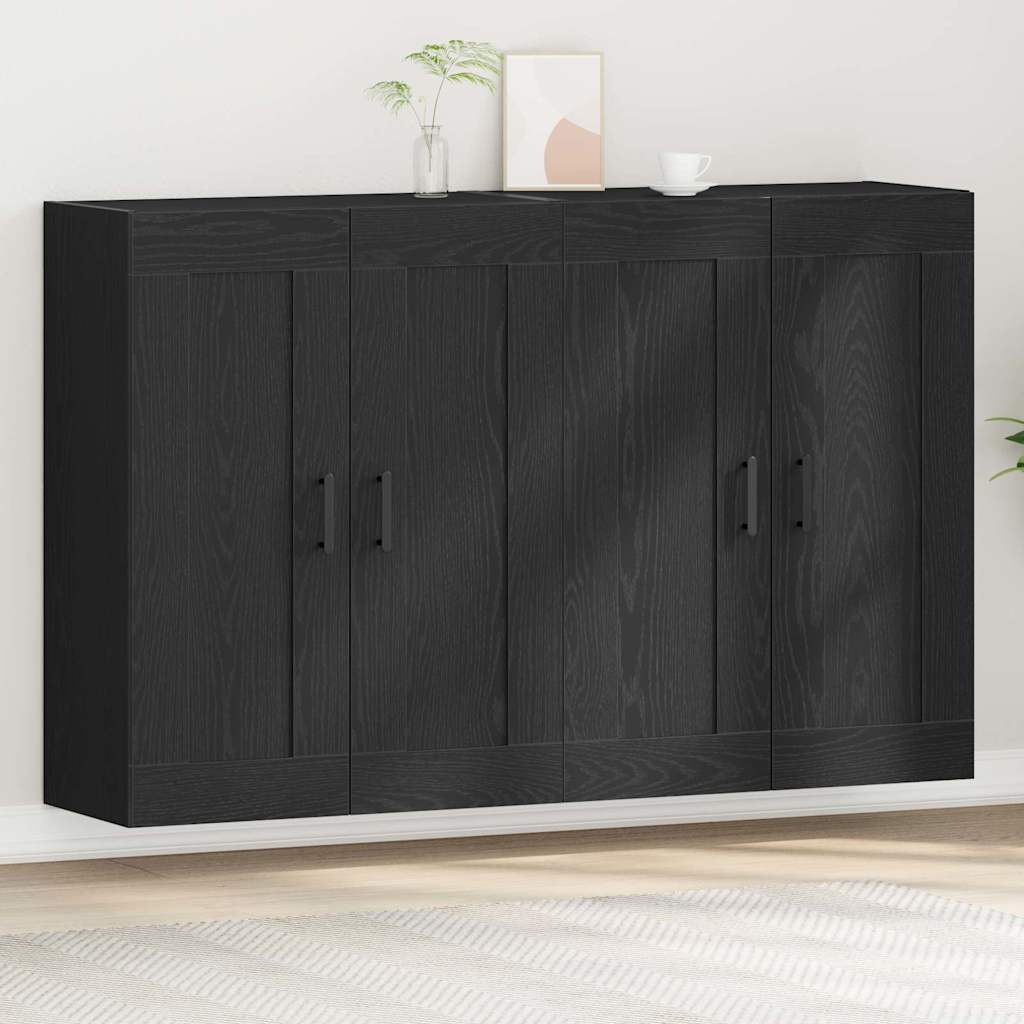 Wandmontierter Schrank 2 stk. Schwarz Eichen-Optik