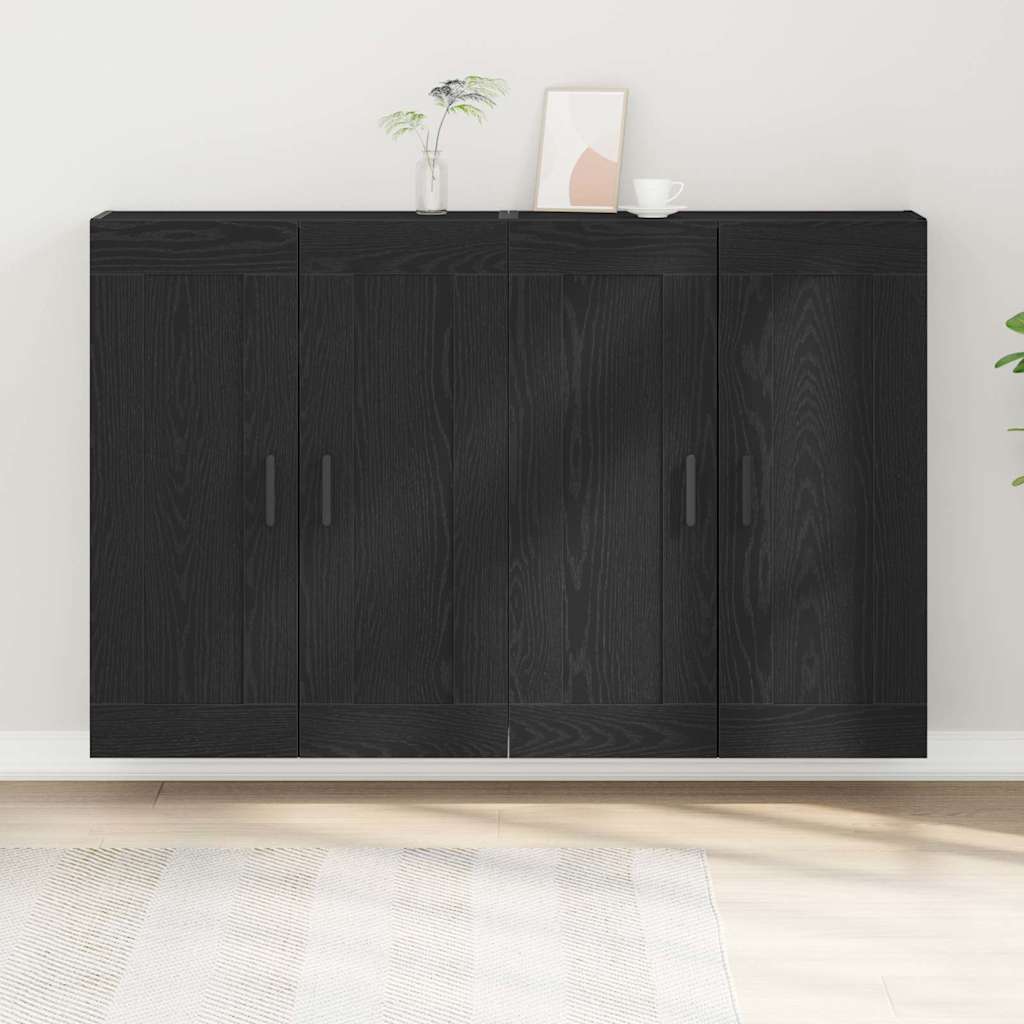 Wandmontierter Schrank 2 stk. Schwarz Eichen-Optik