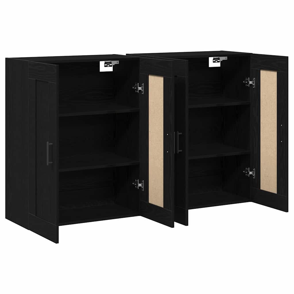 Wandmontierter Schrank 2 stk. Schwarz Eichen-Optik