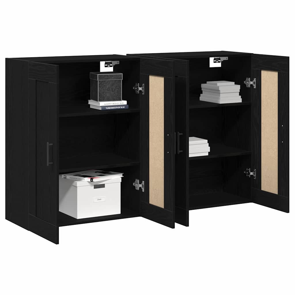 Wandmontierter Schrank 2 stk. Schwarz Eichen-Optik