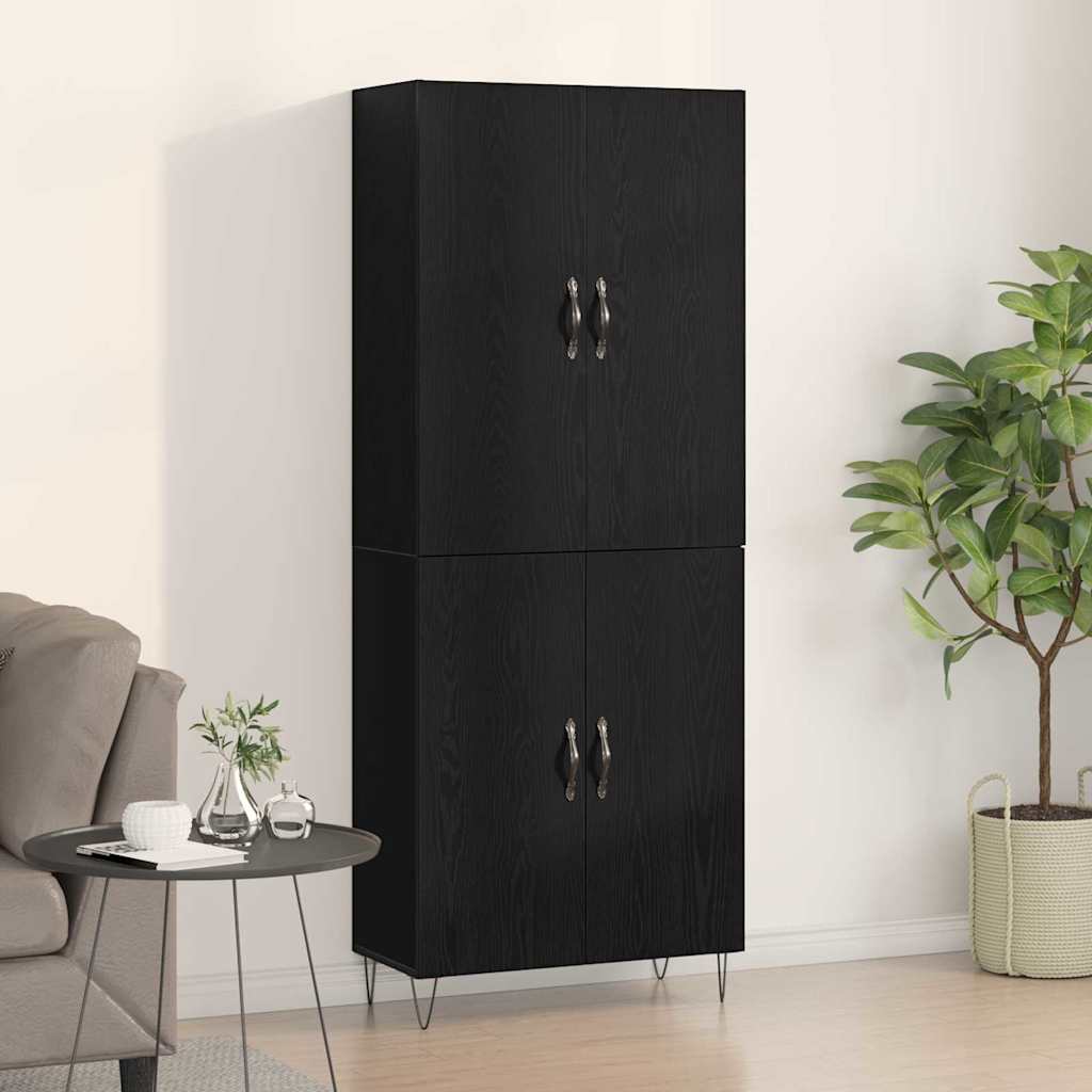 Highboard 2 stk. Schwarz Eichen-Optik 69,5 x 34 x 180 cm