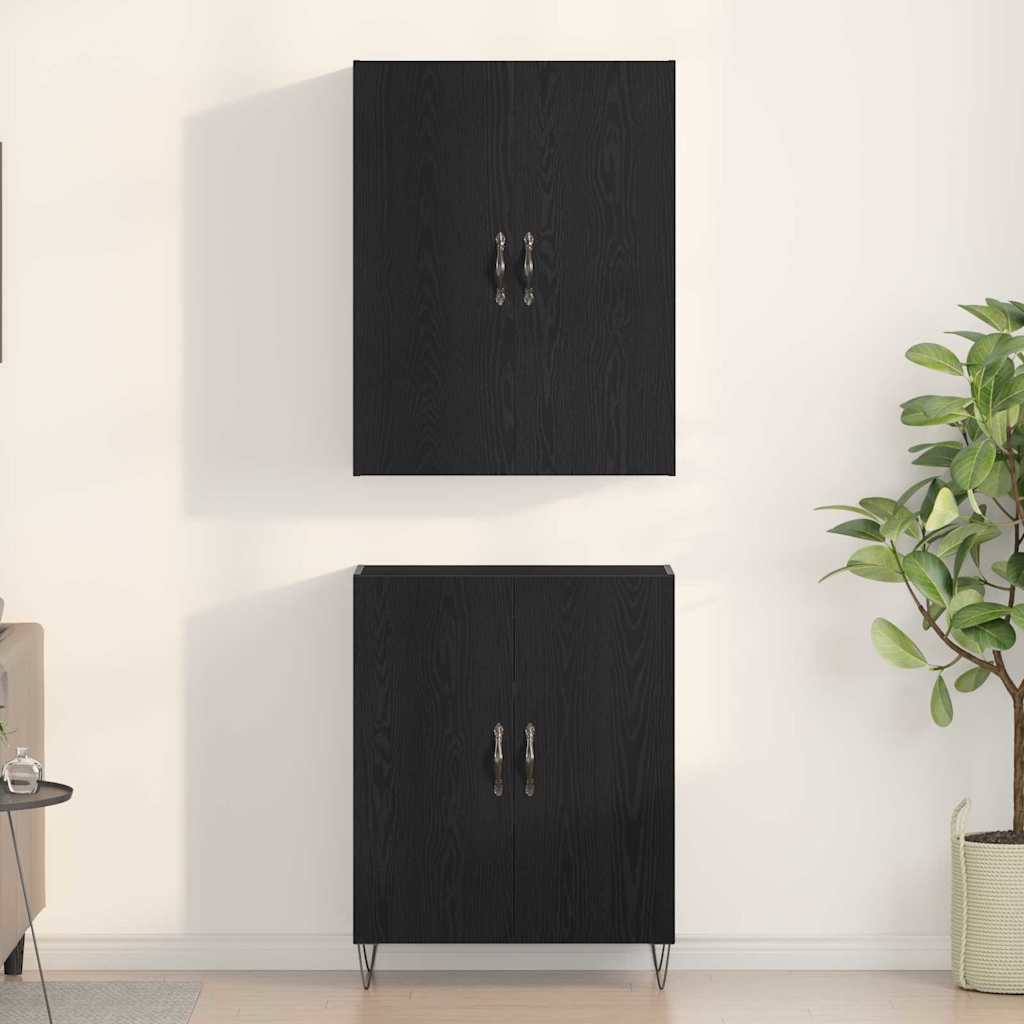 Highboard 2 stk. Schwarz Eichen-Optik 69,5 x 34 x 180 cm