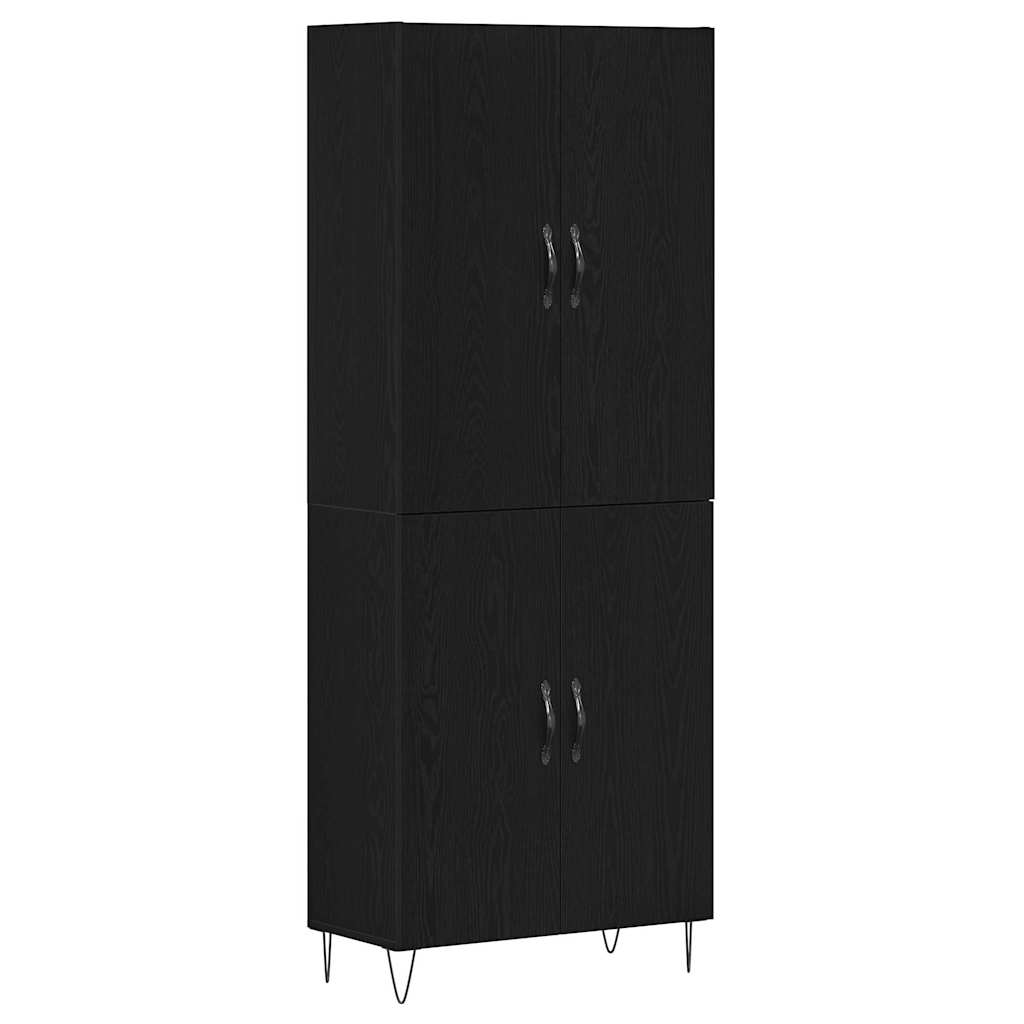 Highboard 2 stk. Schwarz Eichen-Optik 69,5 x 34 x 180 cm