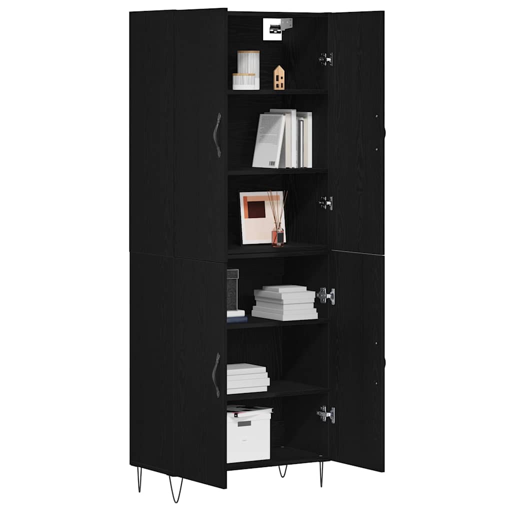 Highboard 2 stk. Schwarz Eichen-Optik 69,5 x 34 x 180 cm