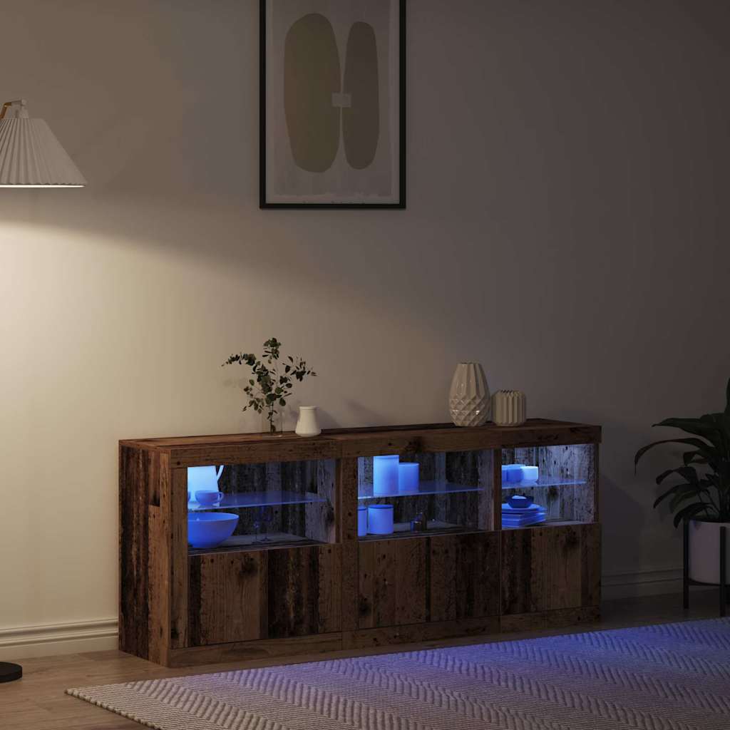 LED-Sideboard Altholz 162 x 37 x 67 cm Holzwerkstoff