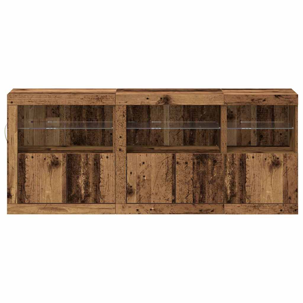 LED-Sideboard Altholz 162 x 37 x 67 cm Holzwerkstoff