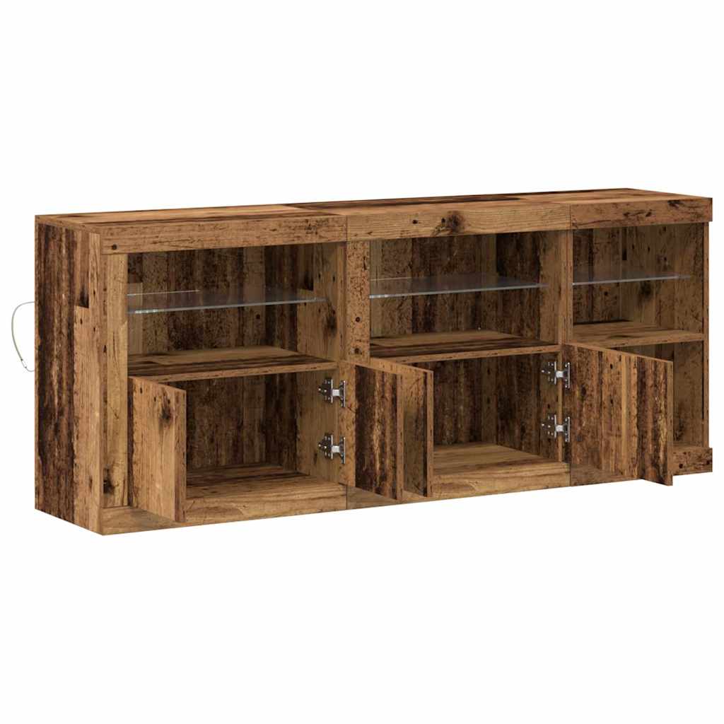 LED-Sideboard Altholz 162 x 37 x 67 cm Holzwerkstoff