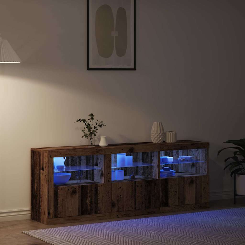 LED-Sideboard Altholz 181 x 37 x 67 cm Holzwerkstoff