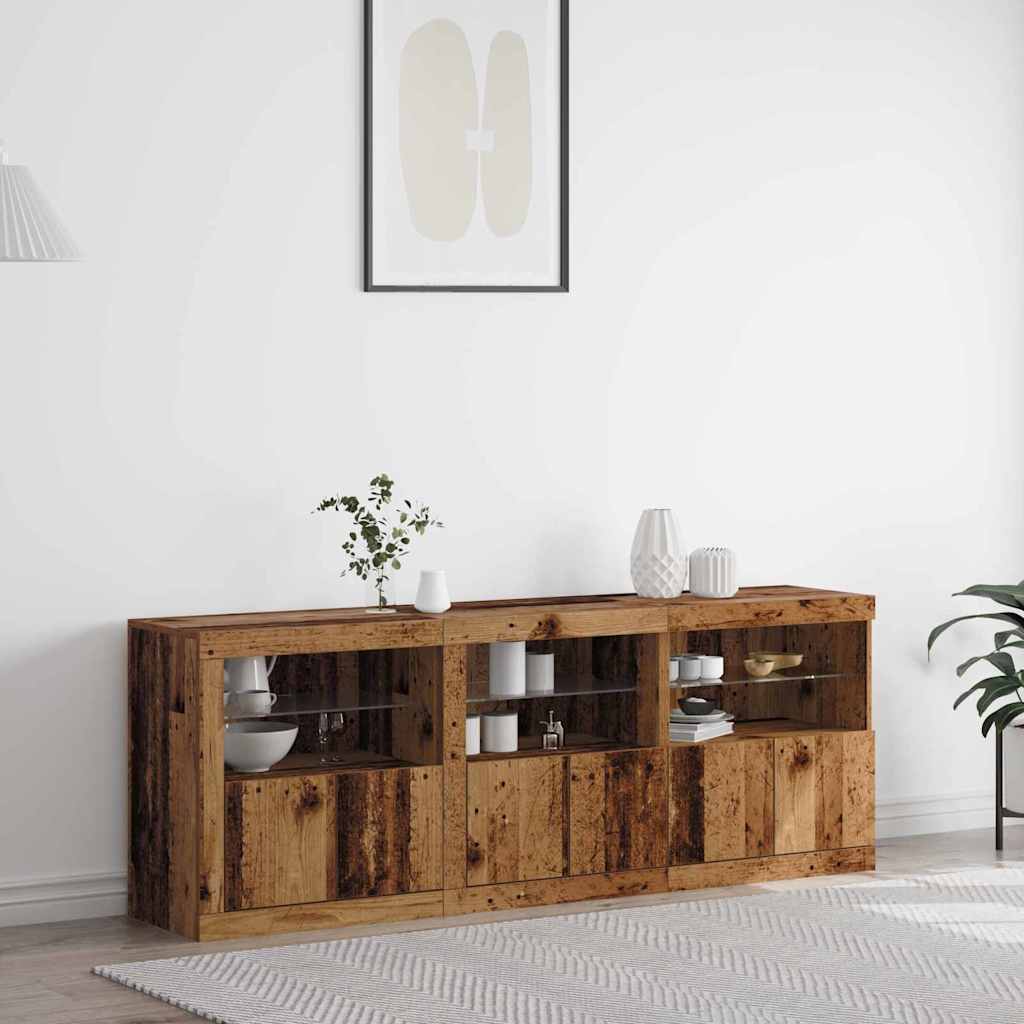 LED-Sideboard Altholz 181 x 37 x 67 cm Holzwerkstoff