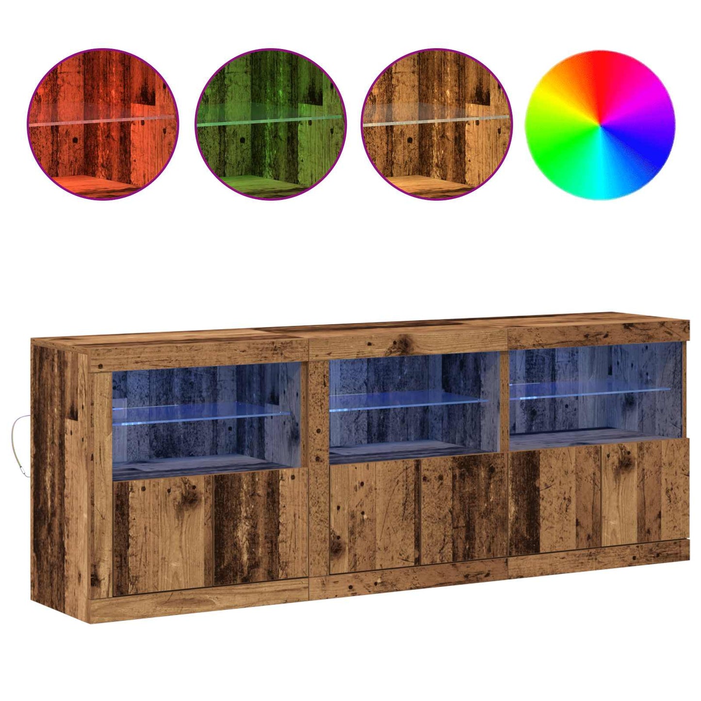 LED-Sideboard Altholz 181 x 37 x 67 cm Holzwerkstoff